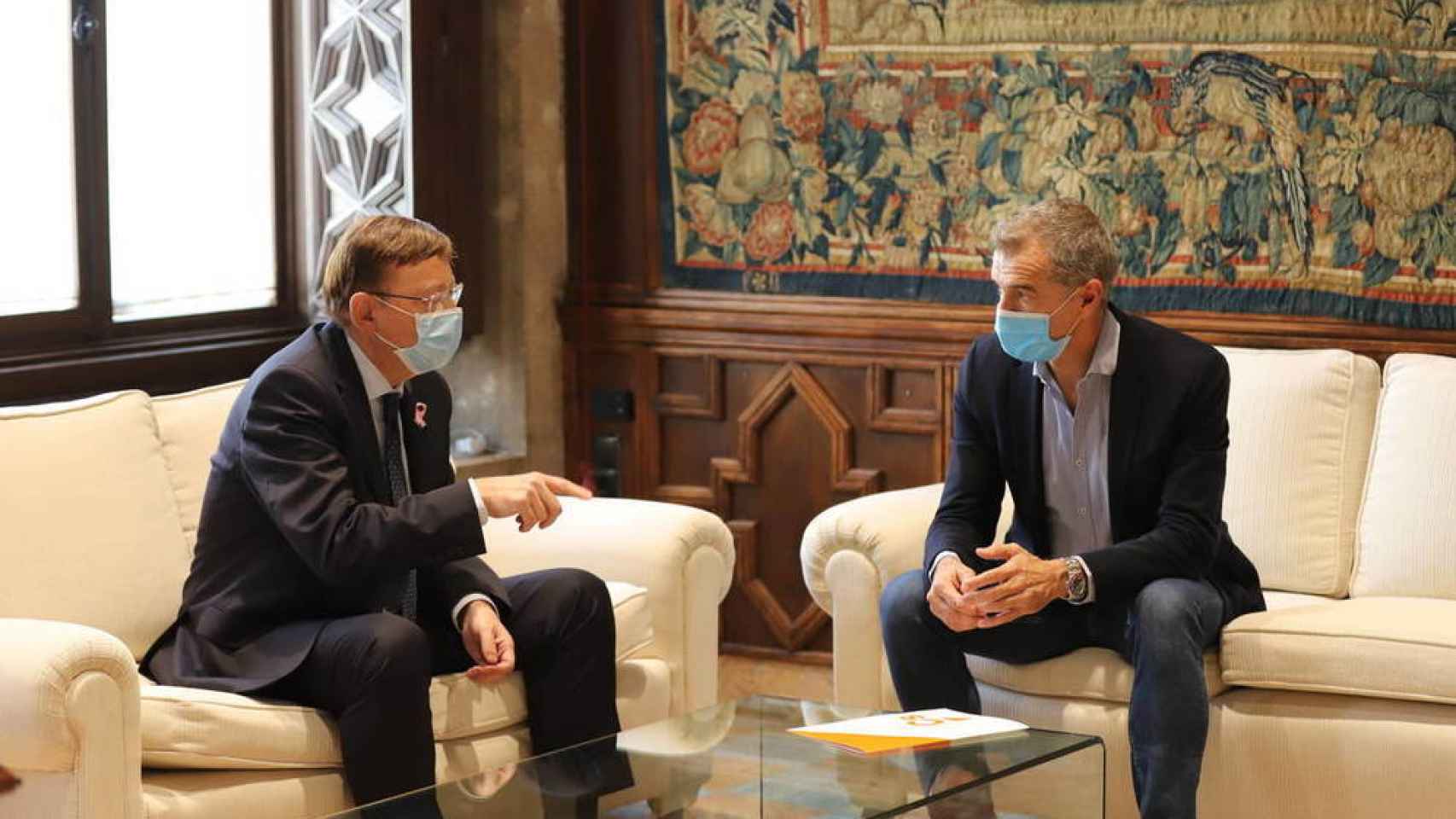 Una de las reuniones entre Ximo Puig y Toni Cantó en el Palau de la Generalitat.