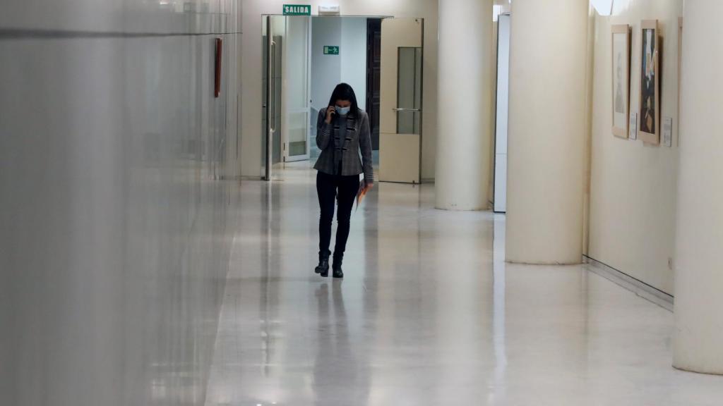 La presidenta de Cs, Inés Arrimadas, se dirige a una rueda de prensa