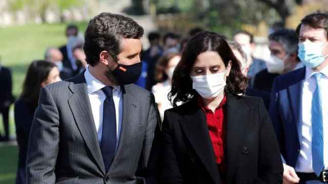 El presidente del PP, Pablo Casado, con la presidenta de Madrid, Isabel Díaz Ayuso.