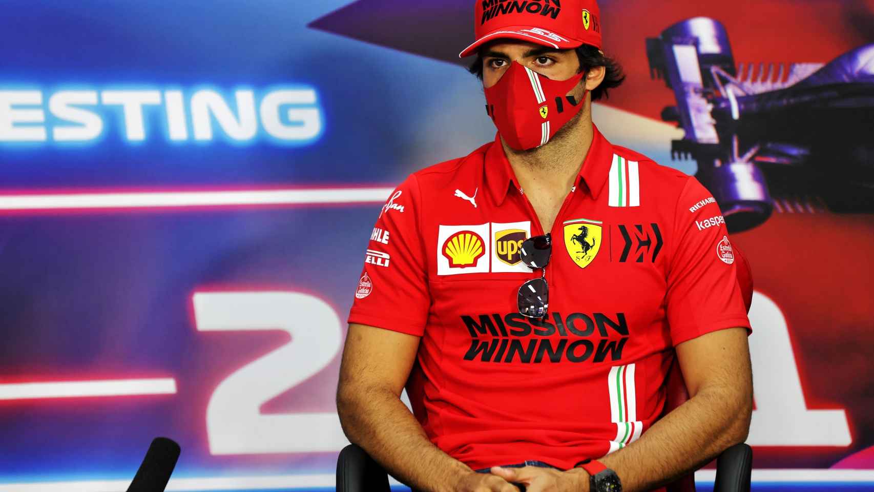 Carlos Sainz Jr. durante la rueda de prensa de los test de Bahrein