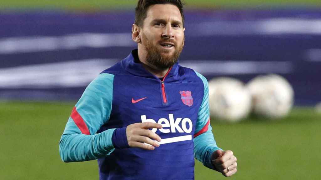 Leo Messi, durante el calentamiento