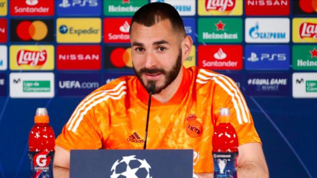 Benzema en rueda de prensa antes del partido de Champinons contra el Atalanta