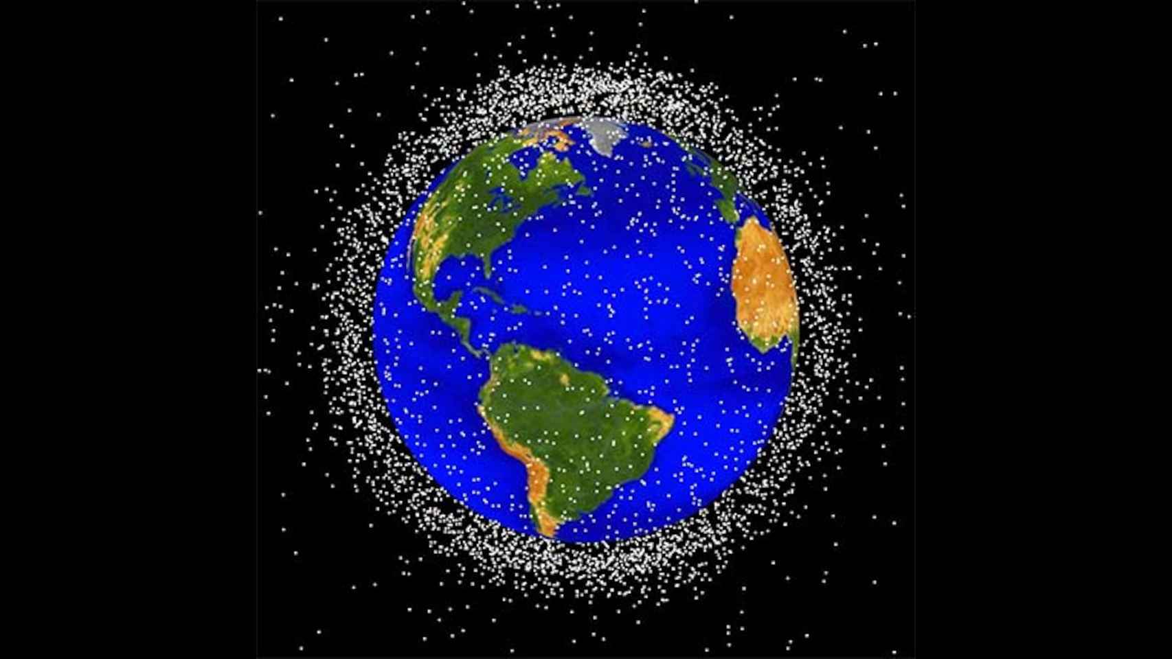 Representación de la basura espacial registrada por la NASA