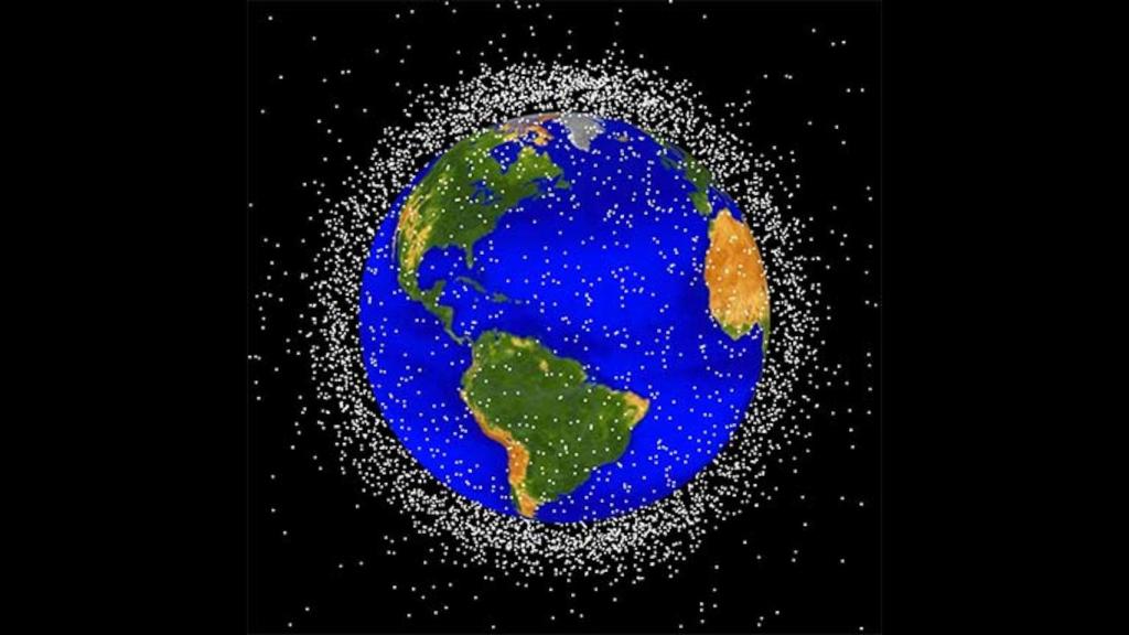 Representación de la basura espacial registrada por la NASA