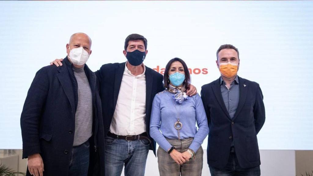 Javier Imbroda, Juan Marín, Marta Bosquet y Guillermo Díaz tras una Ejecutiva nacional de Cs.