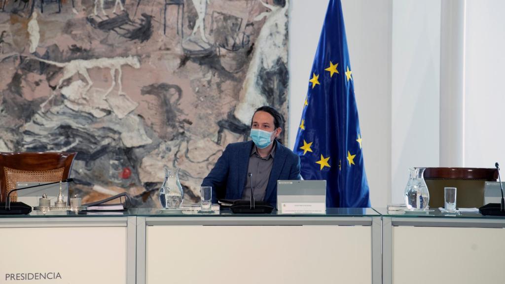 Pablo Iglesias en su primer Consejo de Ministros tras anunciar que abandona el Gobierno.