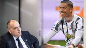 Javier Tebas y Cristiano Ronaldo, en un fotomontaje