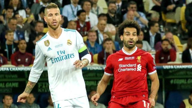 Sergio Ramos y Mo Salah en la final de la Champions de 2018 en Kiev