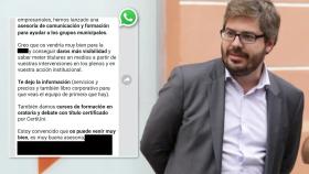 Uno de los whatsapp en los que Hervías promociona su propia empresa.