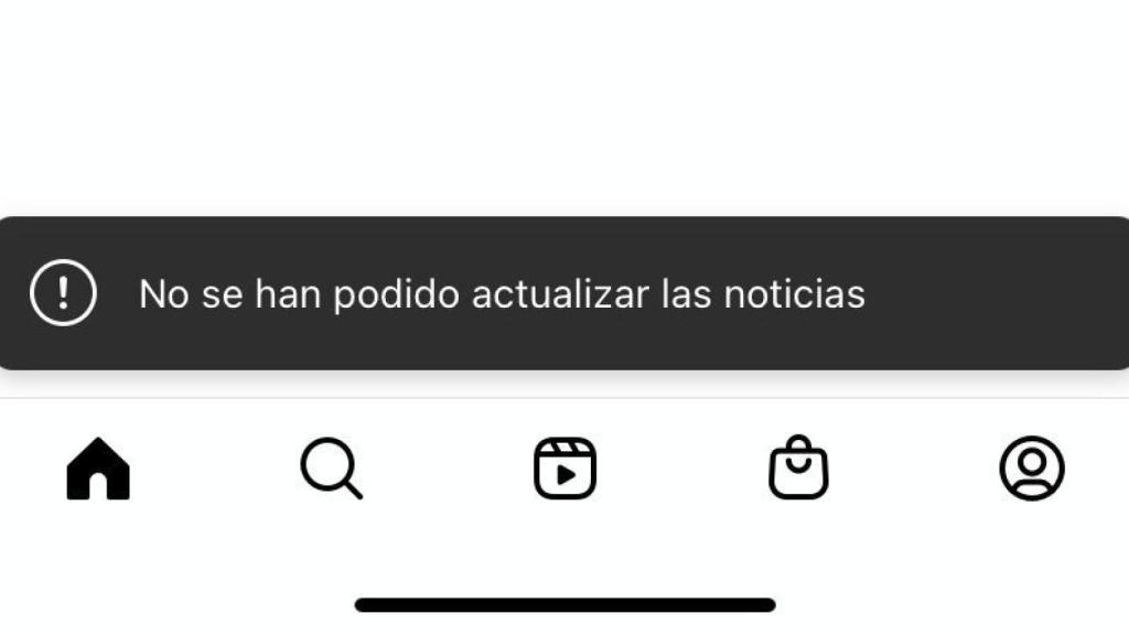 Fallo en la app de Instagram al no poder actualizar las noticias