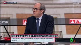 El candidato del PSOE a la Comunidad de Madrid, Ángel Gabilondo, este lunes en La Sexta.