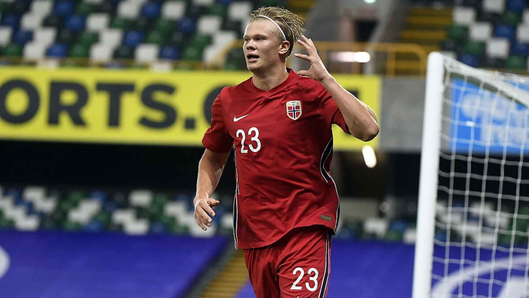Haaland celebra un gol con la selección de Noruega