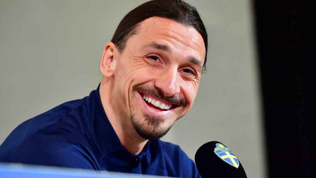 Zlatan Ibrahimovic, en rueda de prensa con la selección de Suecia