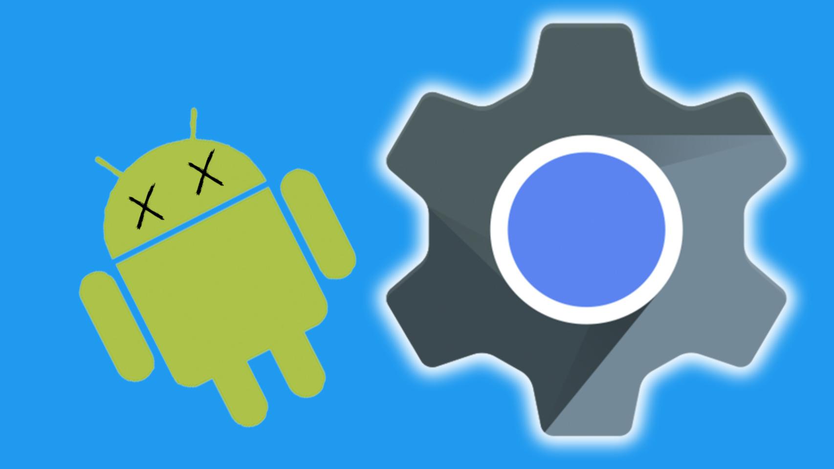 Fotomontaje con los logos de Android y WebView.