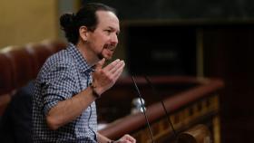 El vicepresidente segundo y ministro de Derechos Sociales y Agenda 2030, Pablo Iglesias, en el Congreso.