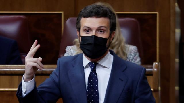 Pablo Casado, presidente del PP, en el Congreso de los Diputados este miércoles.