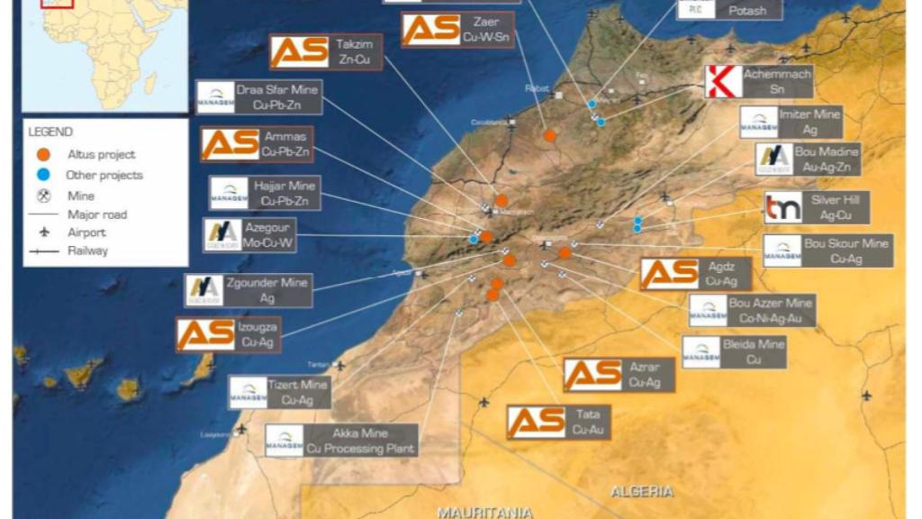 The plans of the British mining group Altas to exploit silver and copper in Morocco.