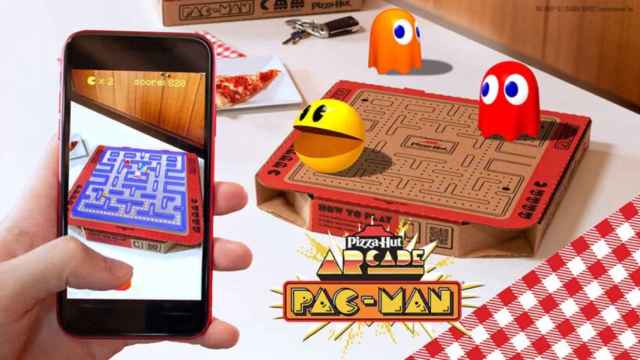 Pac-Man en la caja de Pizza Hut