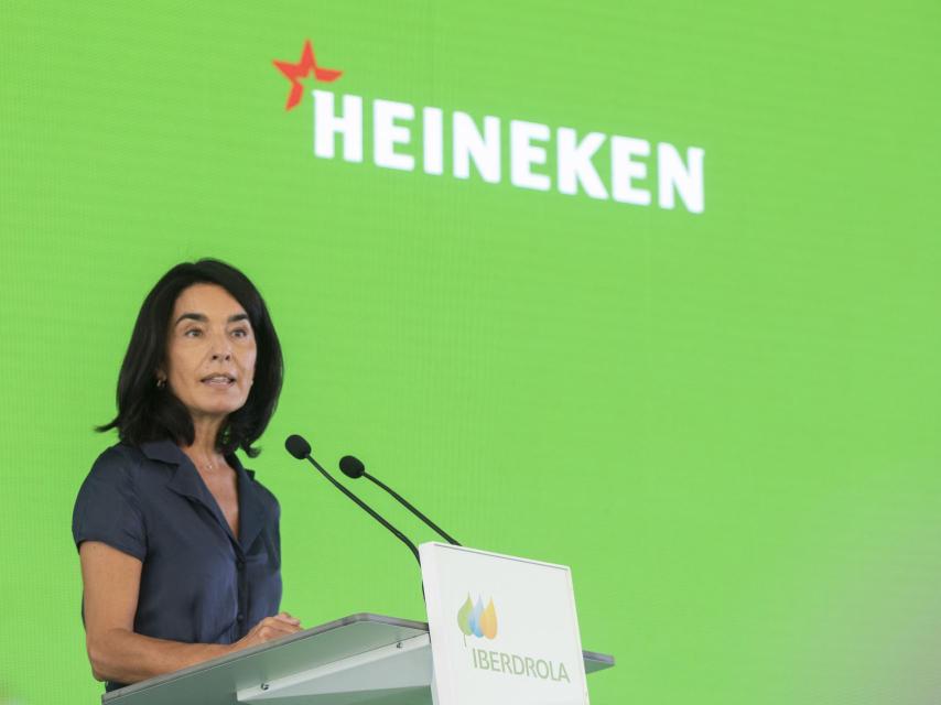 Carmen en la inauguración de la planta en Andévalo.