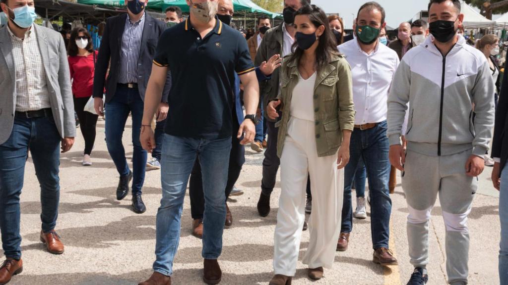 Santiago Abascal y Rocío Monasterio este miércoles en San Sebastián de los Reyes.