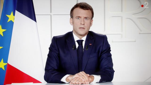 El presidente de Francia, Emmanuel Macron, durante su alocución este miércoles.