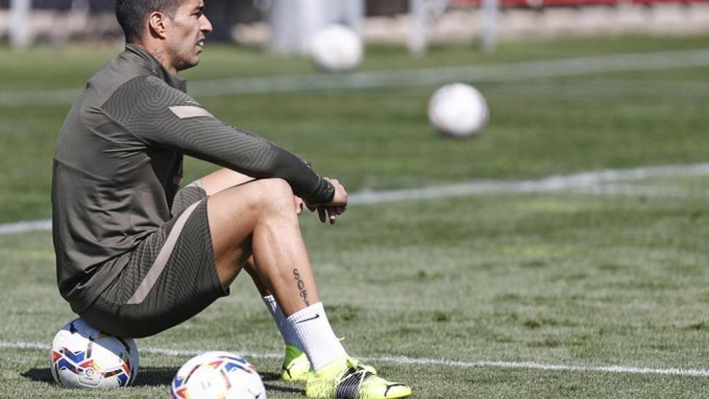 Luis Suárez, en un entrenamiento del Atlético de Madrid