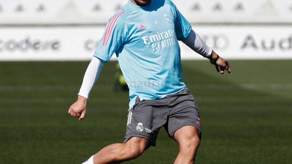 Eden Hazard, durante un entrenamiento del Real Madrid