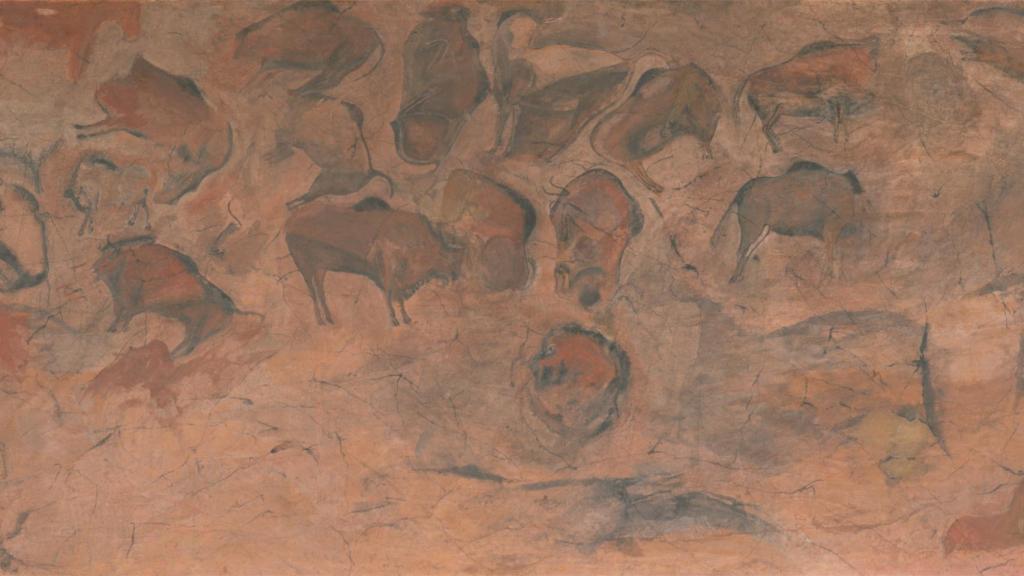 Copia de una parte del techo de la cueva de Altamira realizada en torno a 1880 por el francés Paul Ratier.