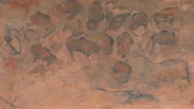Copia de una parte del techo de la cueva de Altamira realizada en torno a 1880 por el francés Paul Ratier.