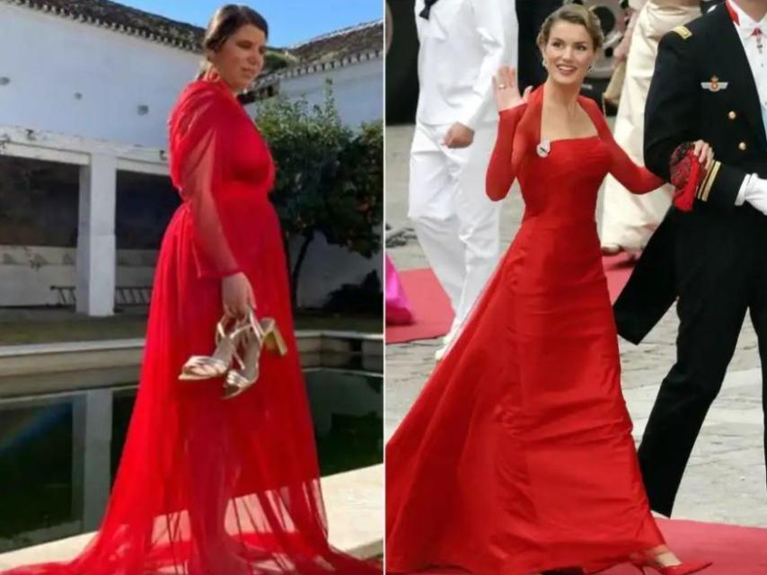 Carla Vigo vestida por 21 Ship & Compan y la reina Letizia vestida por Lorenzo Caprile.