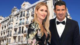 Luis Figo y Helen Svedin, en un montaje de Jaleos.