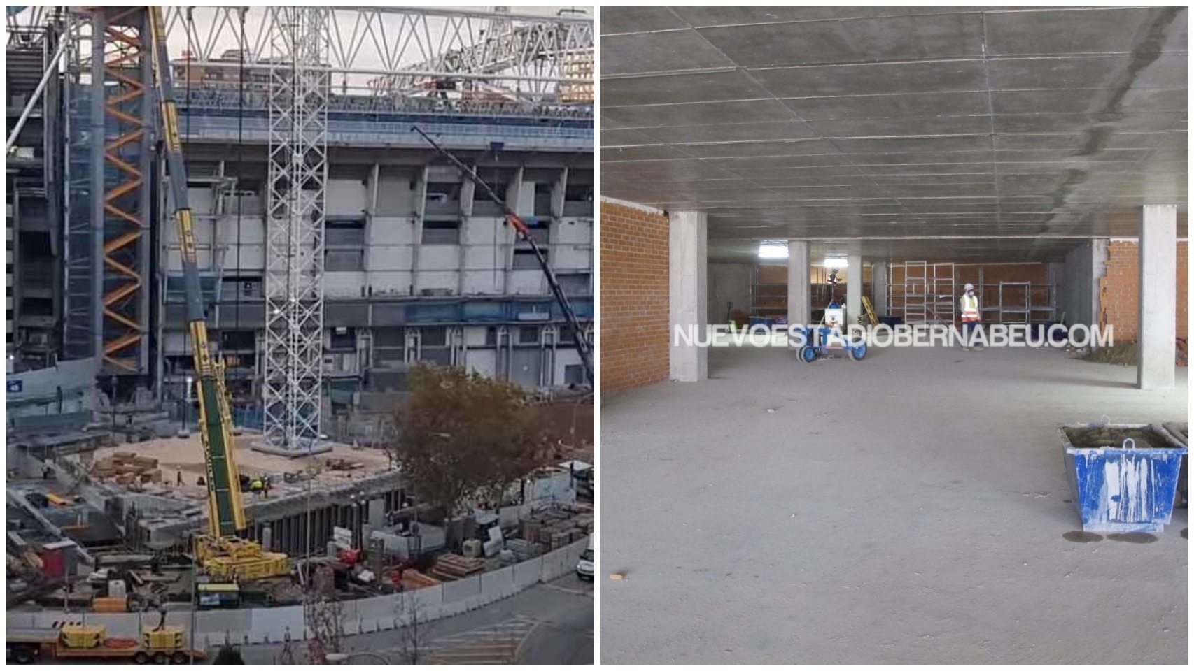 El interior del parking del Santiago Bernabéu