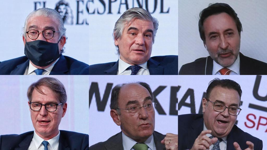 José D. Bogas, CEO de Endesa; Francisco Reynés, presidente y CEO de Naturgy; Josu Jon Imaz, CEO de Repsol; Philippe Boisseau, CEO de Cepsa; Ignacio S. Galán, presidente y CEO de Iberdrola, y Antonio Llardén, presidente ejecutivo de Enagás.
