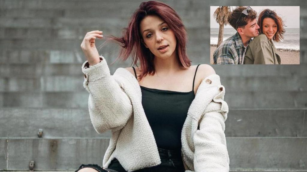 Zayra Gutiérrez en montaje de JALEOS junto a una imagen en la que posa con su pareja, Miki Mejías.