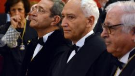 Fernando Marin, en el centro, junto a su hermano Francisco y el expresidente de la Sala Quinta, Ángel Calderón./