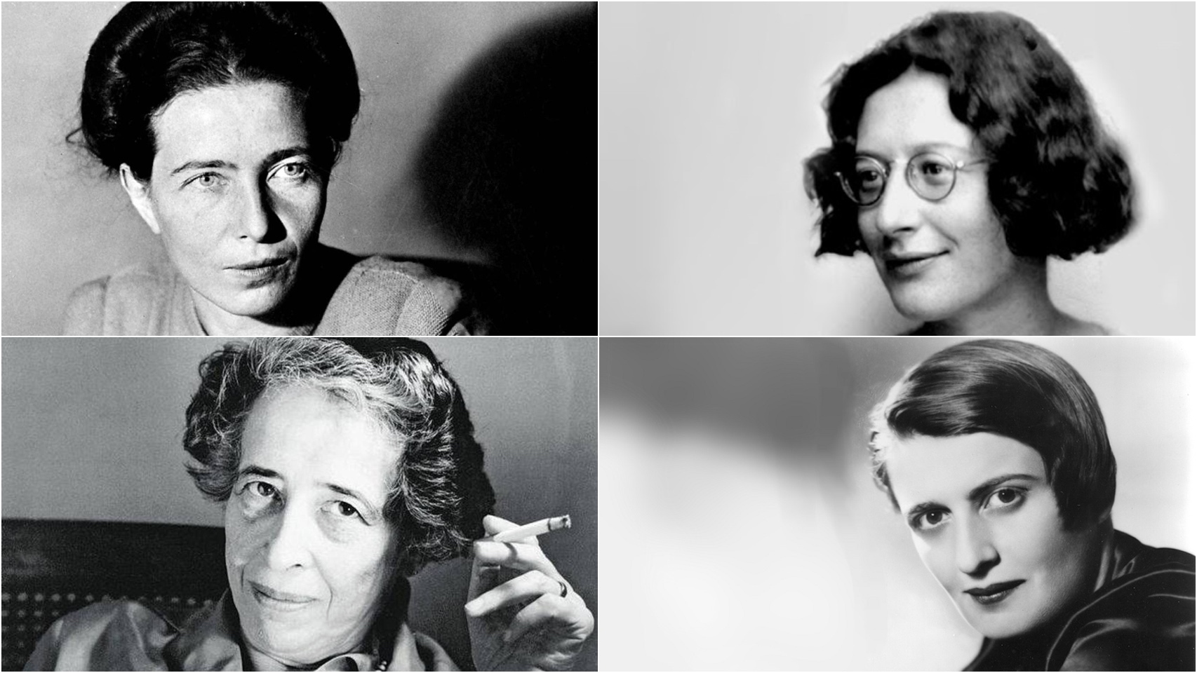 Simone de Beauvoir, Simone Weil, Hannah Arendt y Ayn Rand.