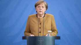 Angela Merkel en rueda de prensa.