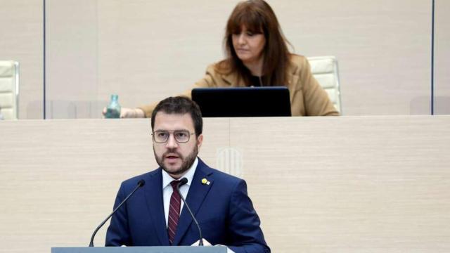 El candidato de ERC a la presidencia de la Generalidad, Pere Aragonès, en el debate de investidura.