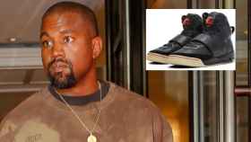 El rapero Kanye West en montaje de EL ESTILO junto a sus zapatillas.