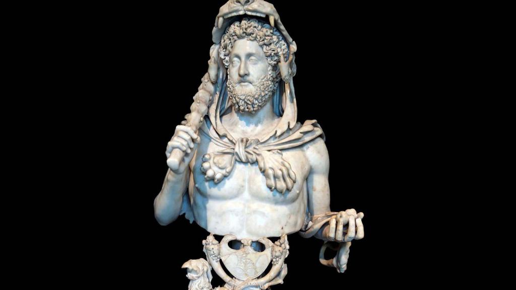 Busto de Cómodo como Hércules, con la piel de león, la clava y la manzana de las Hespérides.