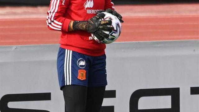 Misa Rodríguez, en un entrenamiento de la selección española de fútbol femenino