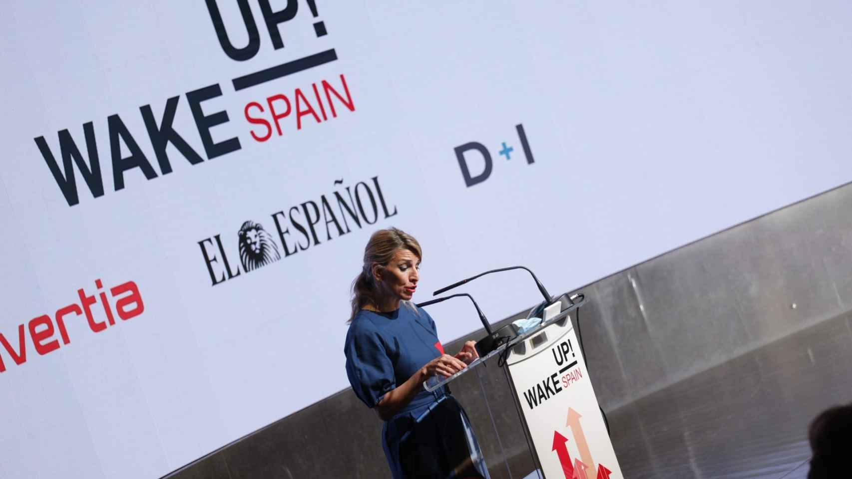 Yolanda Díaz, vicepresidenta tercera y ministra de Trabajo y Economía Social, durante su intervención en el 'Wake Up, Spain!'.