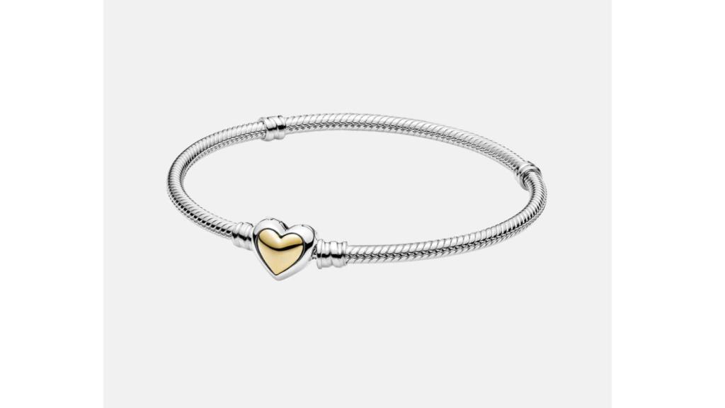 Pulsera Pandora Corazón Cúpula Dorada de plata y oro