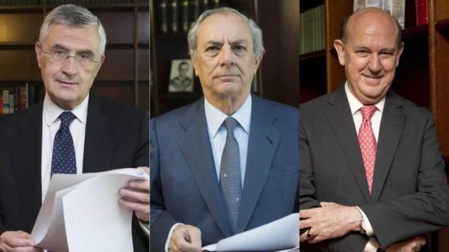 Los magistrados del Tribunal Constitucional Santiago Martínez-Vares, Alfredo Montoya y Andrés Ollero.