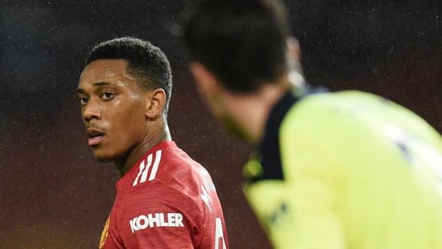 Anthony Martial durante un partido del Manchester United