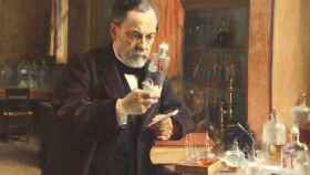 Albert_Edelfelt_-_Louis_Pasteur_-_1885 Louis Pasteur trabajando en el laboratorio de la École Normale Supérieur de París. Pintura al óleo de Albert G. A. Edelfelt.
