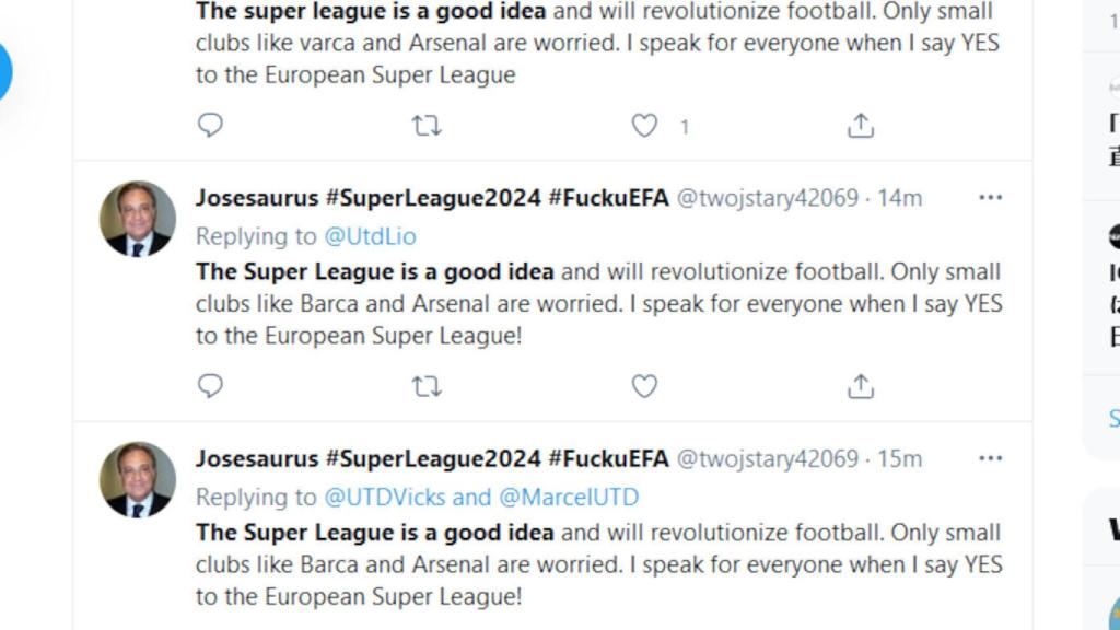 Algunos de los bots usan fotografías de Florentino Pérez