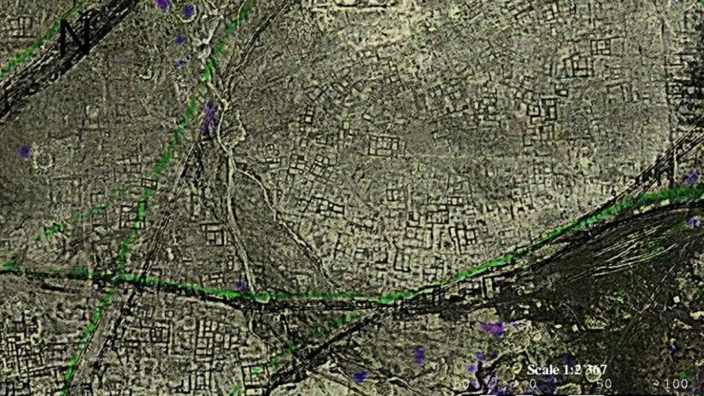 Imágenes de satélite de los restos de Tanis en Egipto.