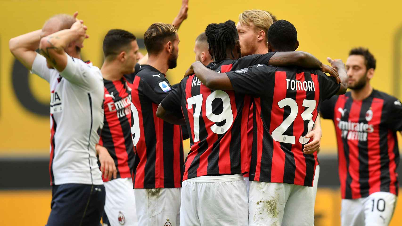 Los jugadores del AC Milan celebran un gol en la Serie A