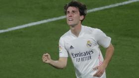 Odriozola celebra su gol al Cádiz